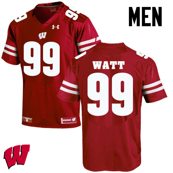 Men Wisconsin Badgers #99 J. J. Watt College Football Jerseys-Red - Click Image to Close